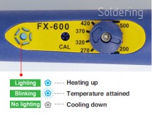 LED dioda informuje o dosažení nastavené teploty