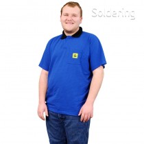 ESD triko s knoflíky a límcem, modré, velikost M, 221452