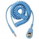 DESCO Europe - Spirálový uzemňovací kabel, 10mm/banánek, 2,0m, modrý, bez rezistoru, 230195