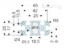 Univerzální profil PU50, přírodně eloxovaný, 50x25mm, 1000 mm