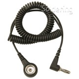 Spirálový uzemňovací kabel, 10mm/zahnutý banánek, 1,8m, černý, 230290