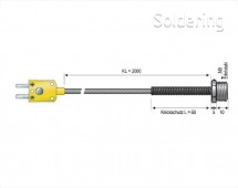 Čidlo pro přišroubování B & B Thermotechnik, typ K (NiCrNi), -50 až +400 °C, se závitem