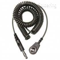 Spirálový uzemňovací kabel, 4mm/banánek, 2,4m, černý