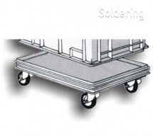 Vodivá přepravka NEWBOX vozík 600x400mm, 2 kolečka s brzdou