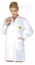ESD pracovní plášť, slabý, s logem, 3/4, unisex, bílý, S