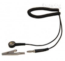 Spirálový uzemňovací kabel StaticTec, 10mm/banánek, 1,8m, černý