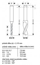 Vrták na DPS 400200 70001, karbid wolframu, ø0,7mm