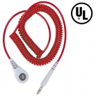 DESCO Europe - Spirálový uzemňovací kabel Jewel®, 4mm/banánek, 1,8m, červený, 60262