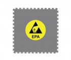  - ESD PVC dlažba, 490x490x6,5mm, tmavě šedá, strukturovaný, protiskluzový povrch, ESD logo