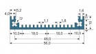  - Hliníkový profil EG2, krabicový,  přírodně eloxovaný, 165 mm