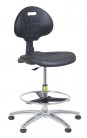 OEM PR - ESD židle Soft PU StaticTec, zvýšená s kruhovou opěrkou, kluzáky, černá